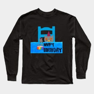 Happy Birthday - Cat & Rat Love Birthday Cake Long Sleeve T-Shirt